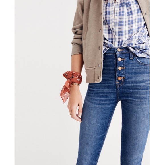 Madewell 10” High Rise Button Fly Skinny Jeans Chewed Hem Edition - Picture 3 of 11